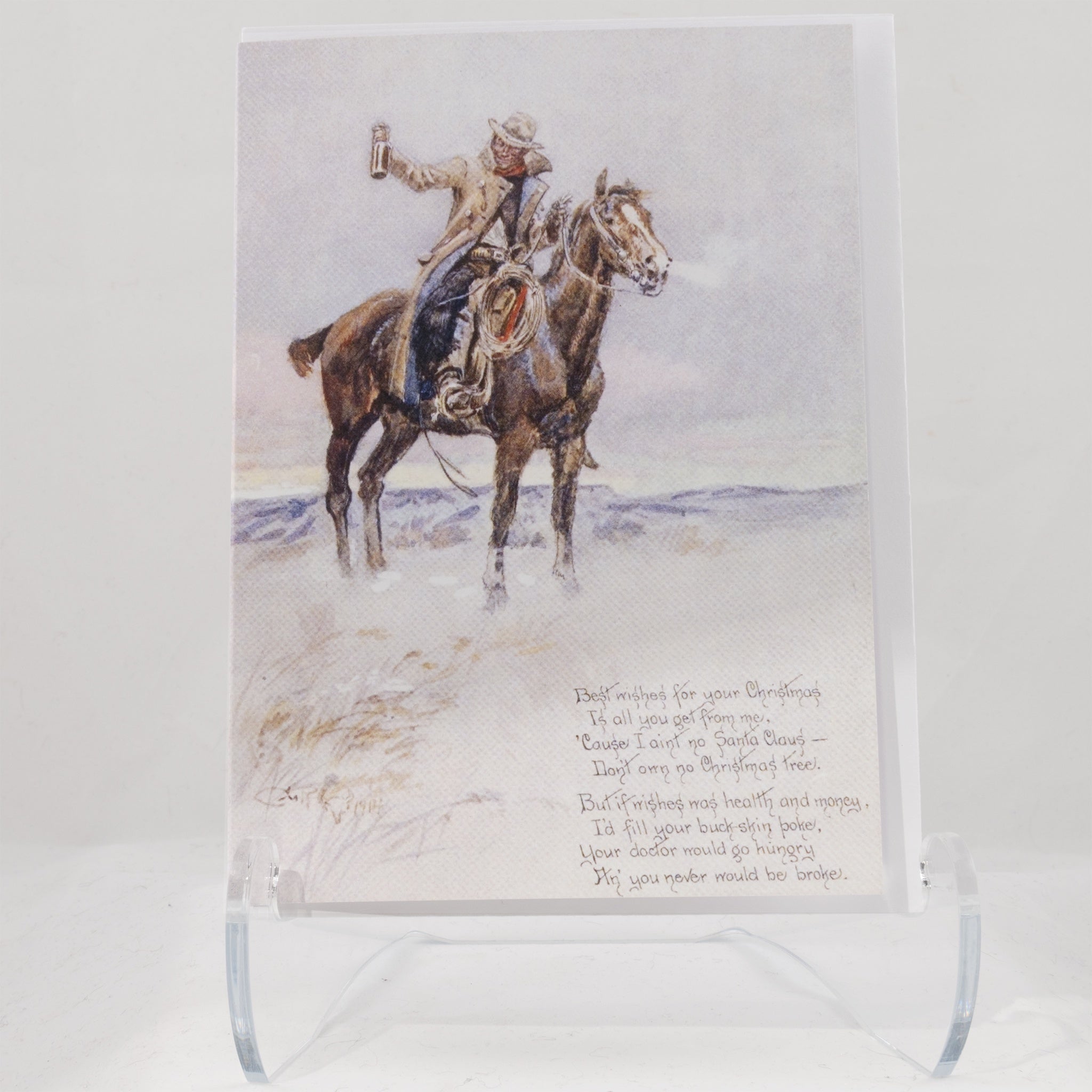 Untitled - Cowboy on Horse Notecard by Charles M. Russell