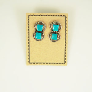 Sterling Silver and Kingman Turquoise Earrings by Nelson Morgan