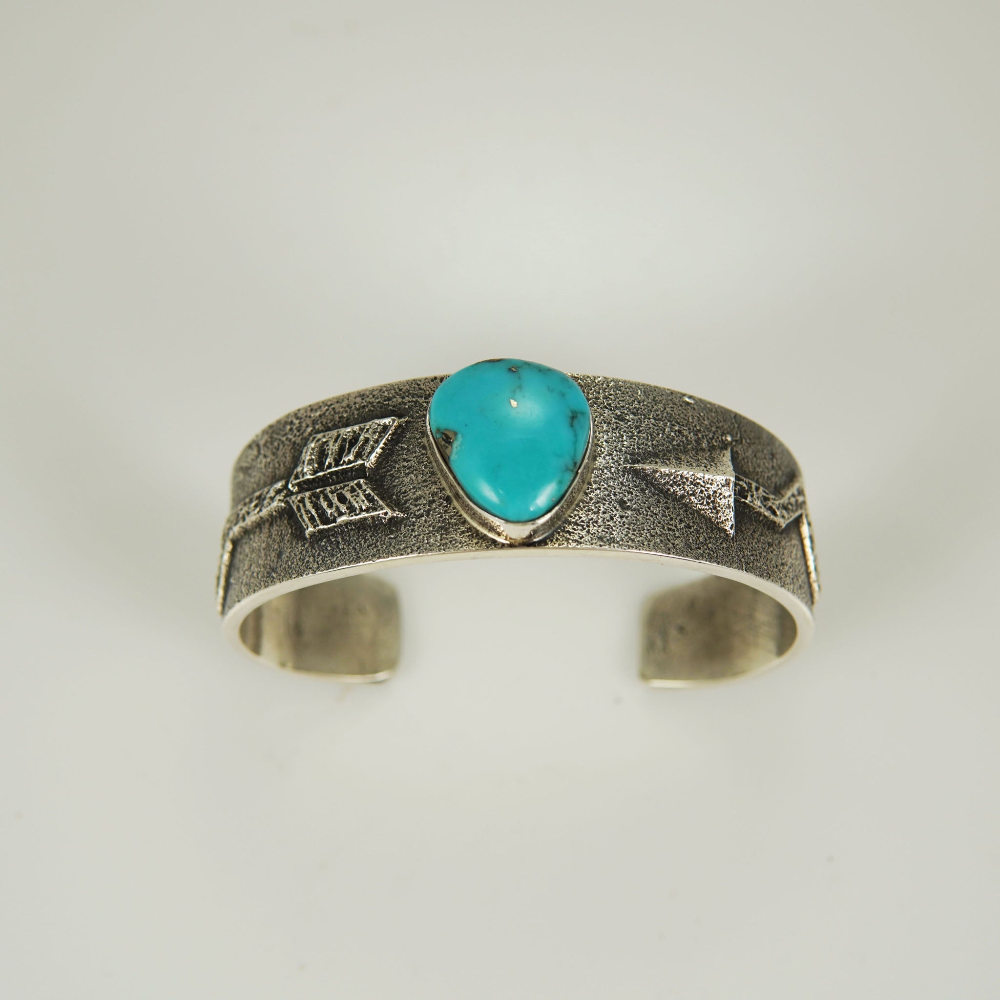Sterling Silver and Kingman Turquoise Tufa Cast Bracelet by Kevin Yazzie