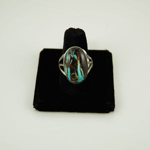 Sterling Silver and Blue Jay Turquoise Ring by Jimmy Secatero, Size 8