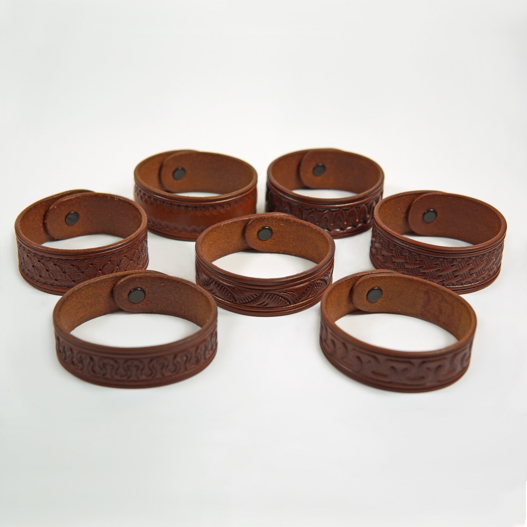 Assorted Tooled Leather Bracelets