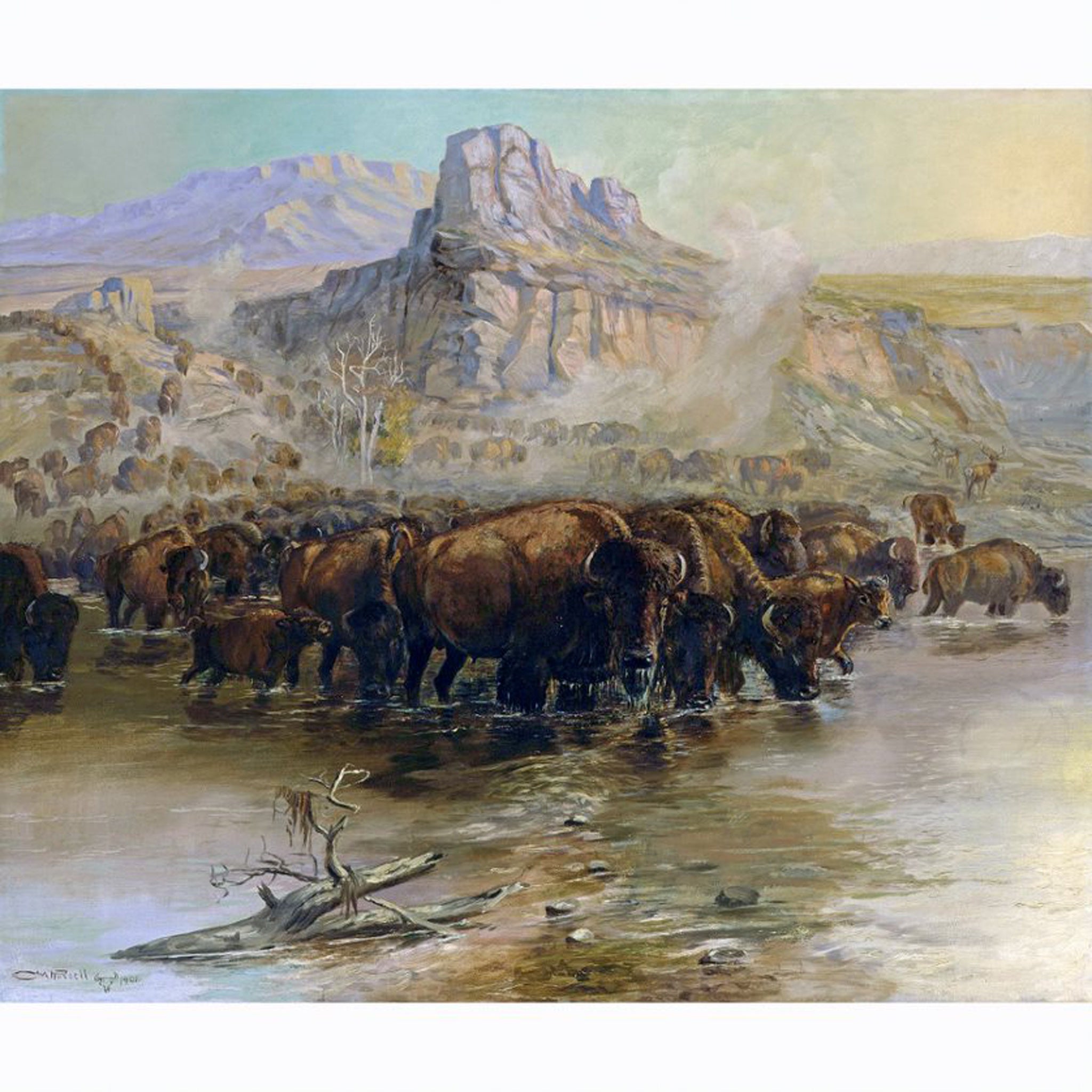 Where Great Herds Come to Drink by Charles M. Russell