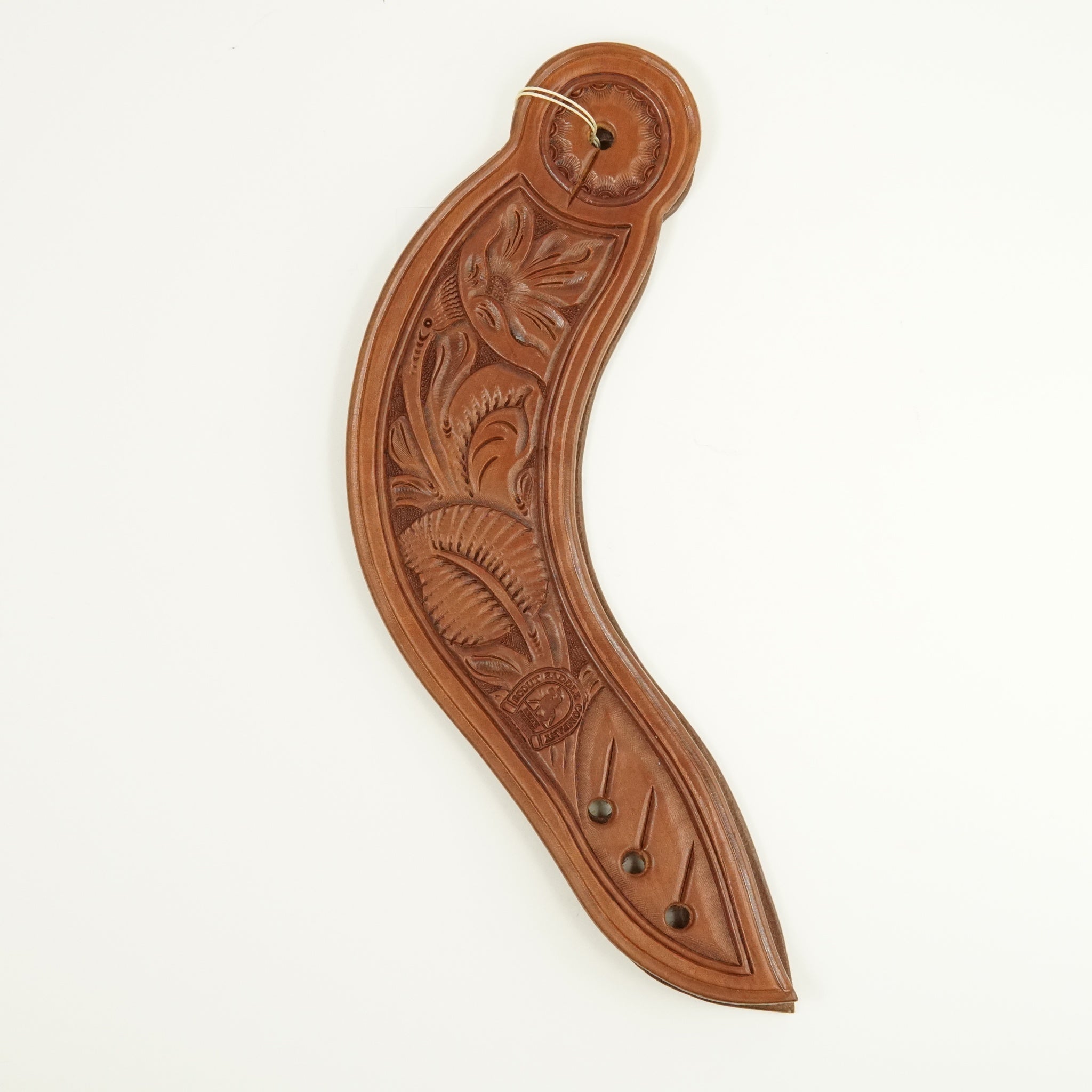Floral Carved Dove Wing Spur Straps by Mark Barcus